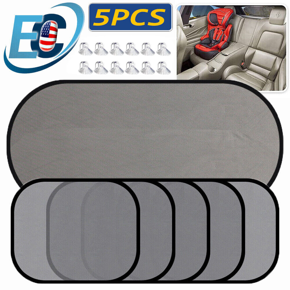 5PCS Car Sun Shade Side & Rear Window Baby Mesh Visor Windshield UV Shield Cover