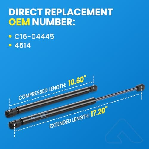 4418 Gas Spring 55 Lb Gas Struts, C16-04445 High Pressure Gas 17 inch 55LB