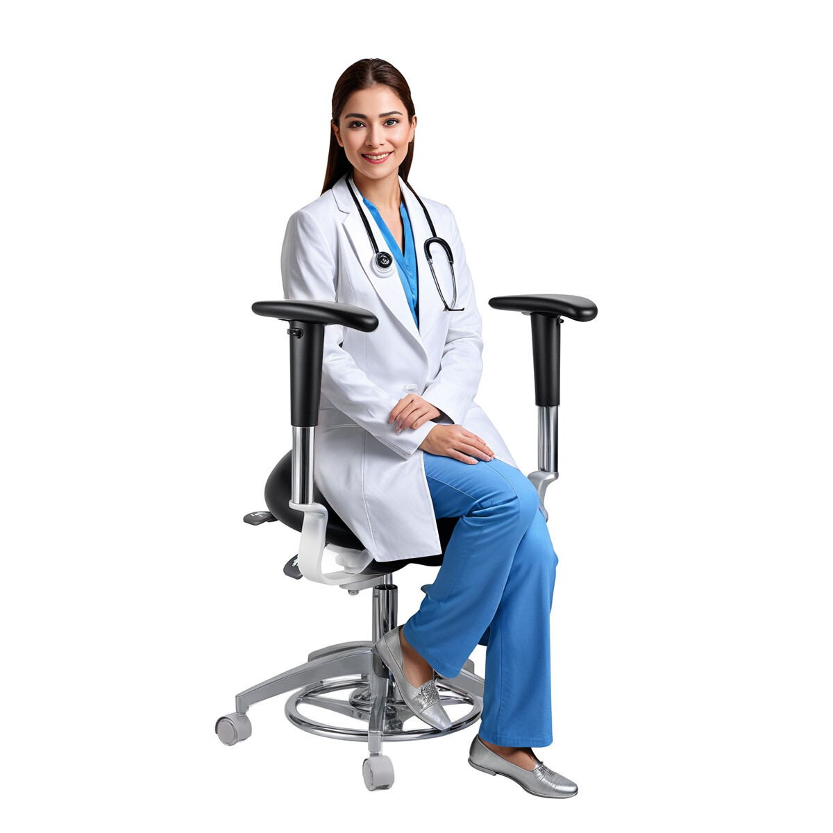 Dental Dynamic Microscope Chair Ergonomic Doctor Saddle Chair Foot Control USA