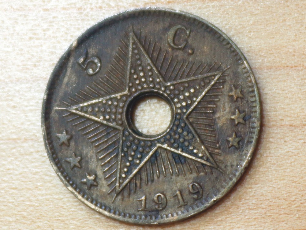 1919 Belgian Congo 5 Centimes Heaton Mint