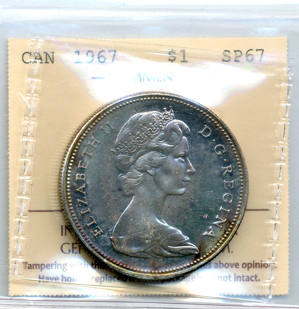 1967 Canada $1 Centennial Issue, Superb Gem Specimen, ICCS SP67