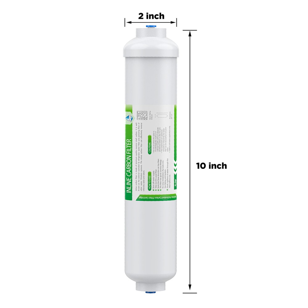T33 Inline Post Carbon Water Filter 1/4" Quick Connect for RO System / Ice Maker