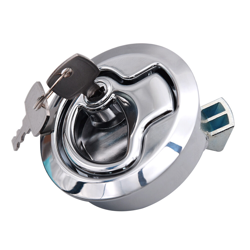 Chrome 2" Flush Pull Slam Latch with Lock Key for Boat Deck Hatch 1/4" Door