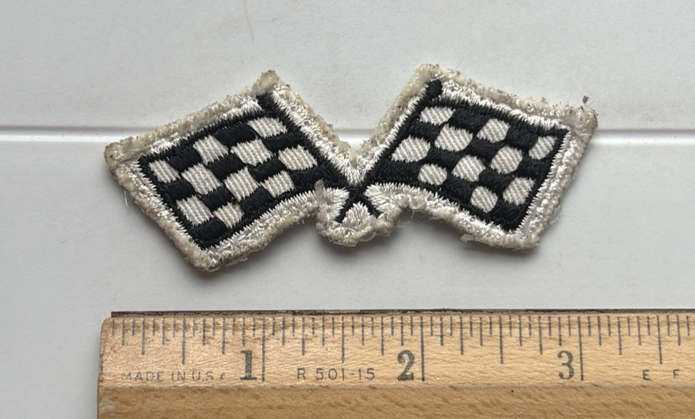 Black White Checkered Racing Flags Souvenir Embroidered Patch Badge