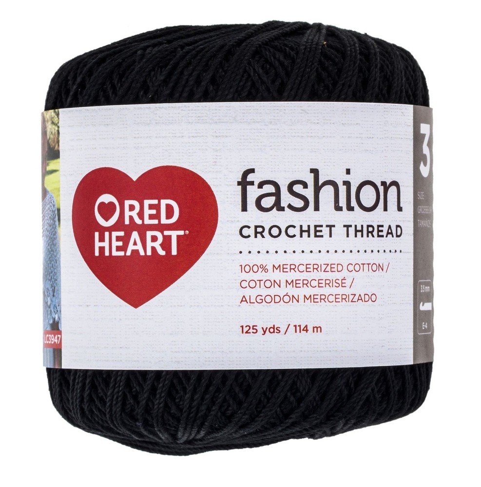 Black Crochet Thread Size 3 - Durable  Versatile Crafting Material