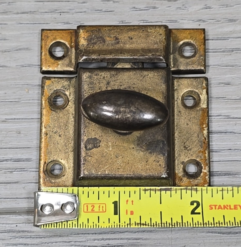 Antique Solid Brass Cabinet Latch T-Handle Spring Cupboard Turn Pantry Hardware