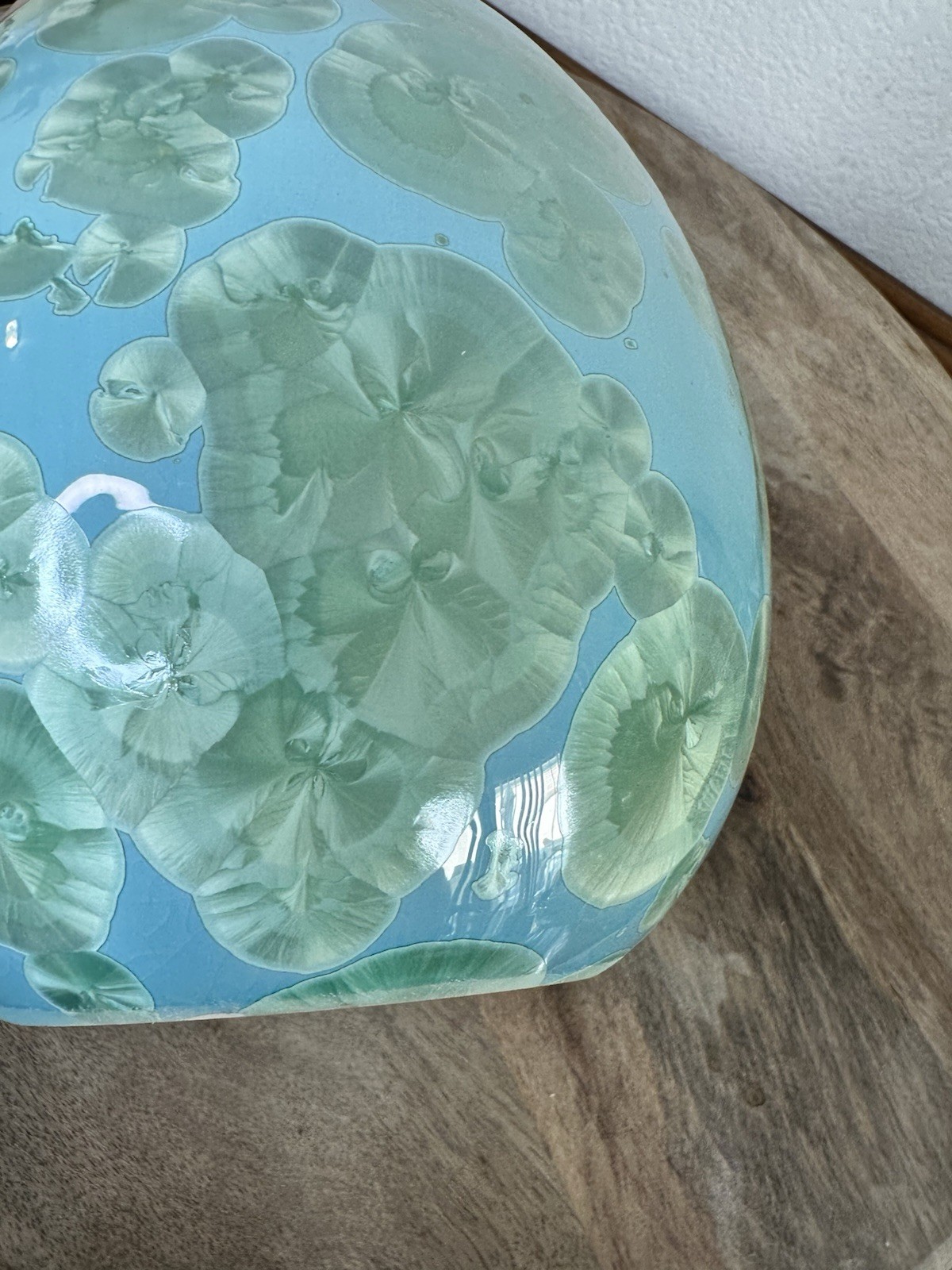 Simon Pearce Teardrop Jade Crystalline Vase Celadon Organic Studio Pottery