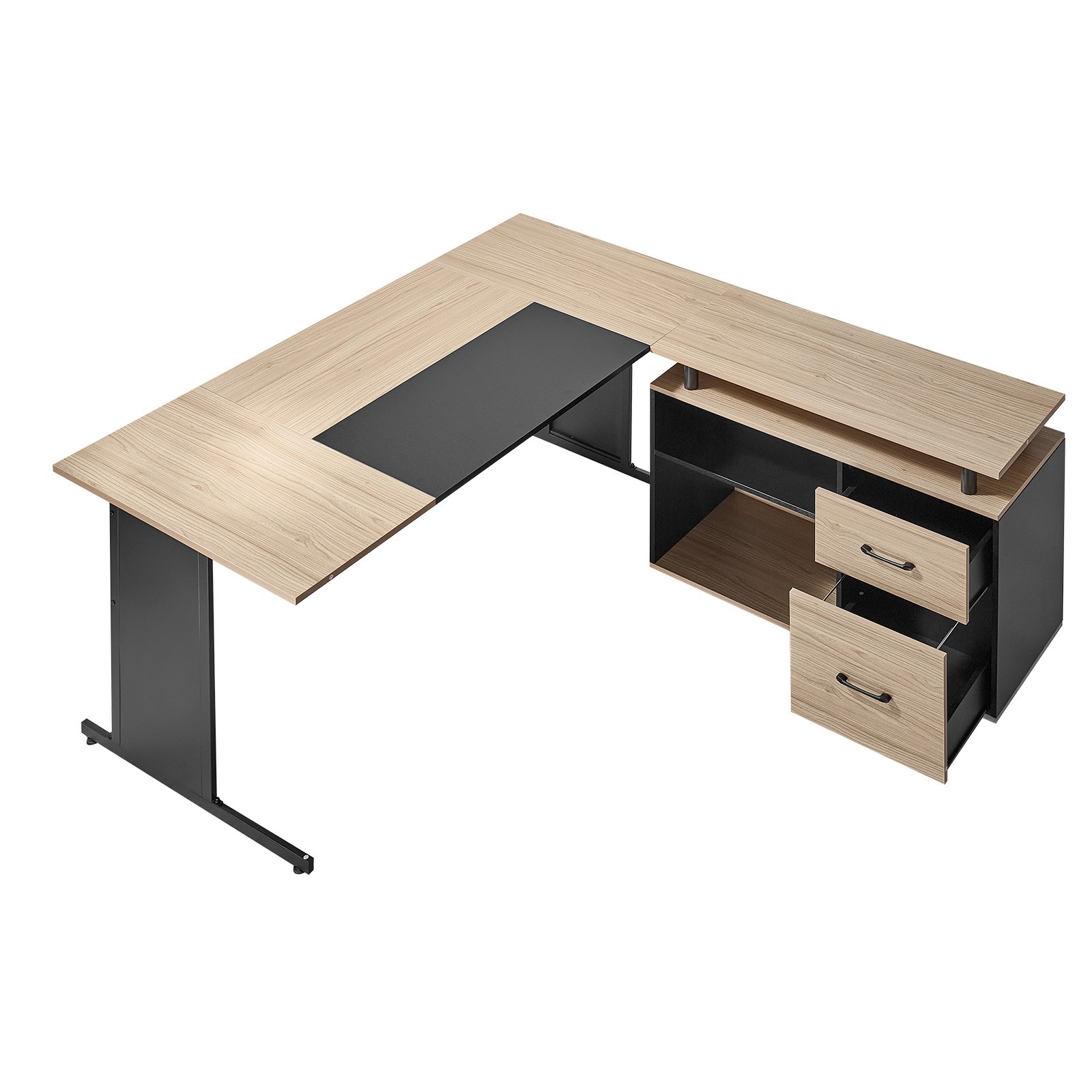 VEVOR L-Shaped Reversible Executive Desk with Drawers & Storage Cabinet 350 LBS