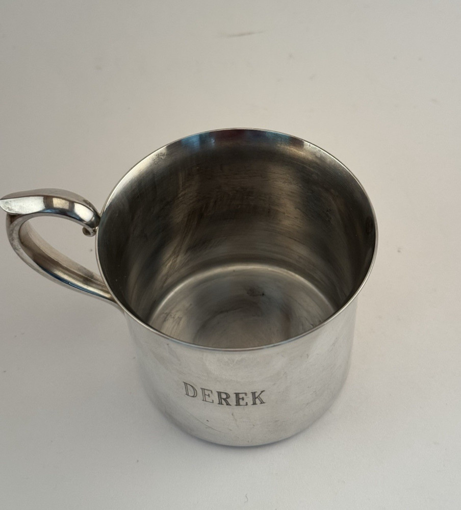 Vintage Reed & Barton Collector Silverplated Baby Infant Cup #865 Engraved Derek