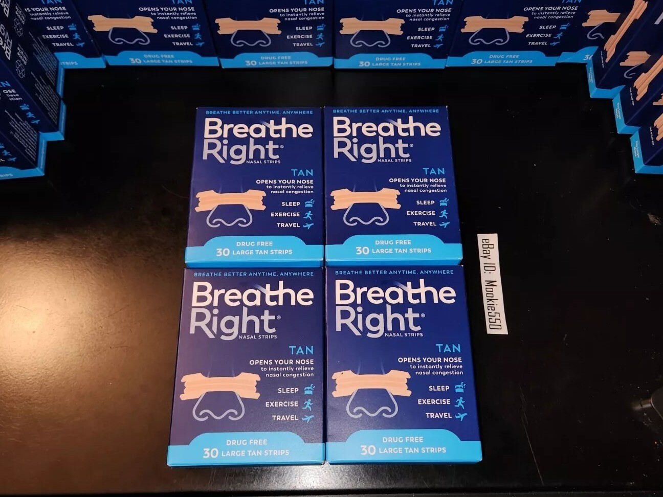EXP 04/2028+ (120ct) 4 Box 30ea Breathe Right ORIGINAL LARGE TAN Nasal Strips