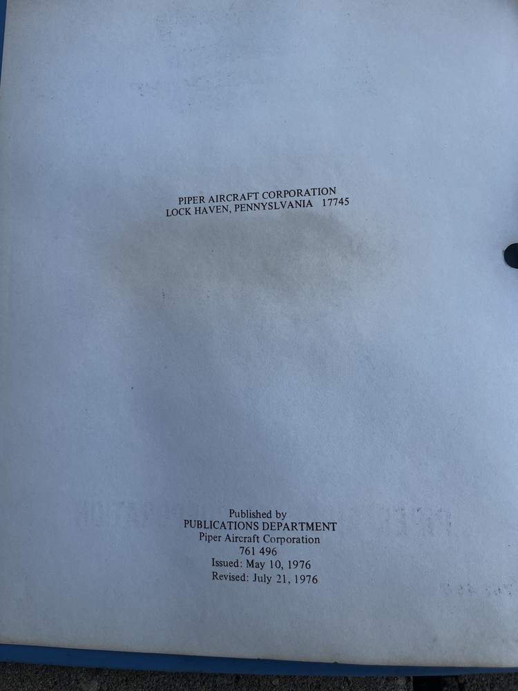 Piper Flite LinerProgrammed Inspection 761-496 Original