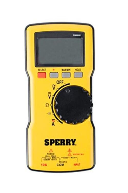 Digital Thin Multimeter, Auto Ranging 600V AC/DC, 10A, Yellow 2