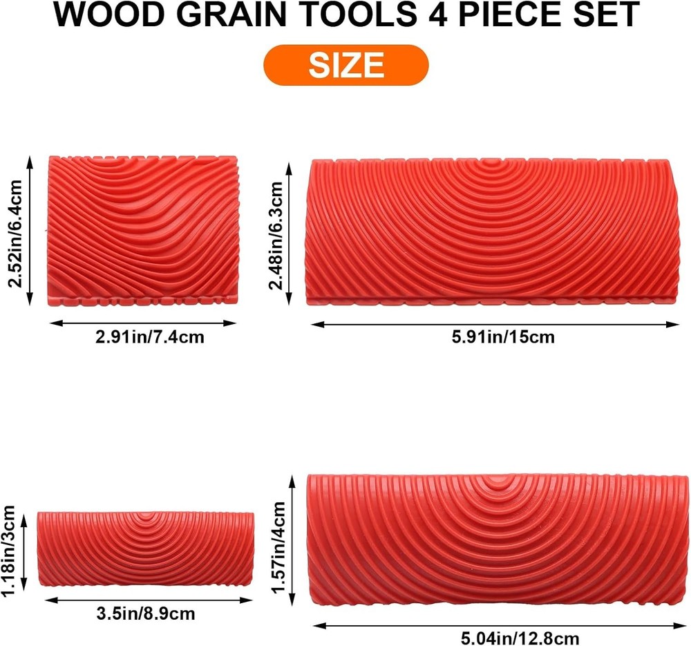 4-Piece Wood Graining Tool Set for Wall Decoration