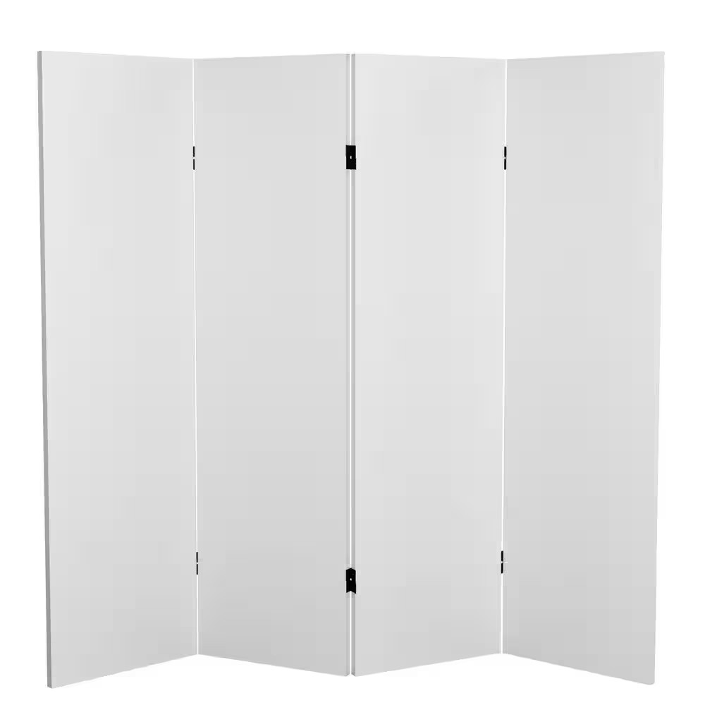 5 Ft White 4-Panel Room Divider