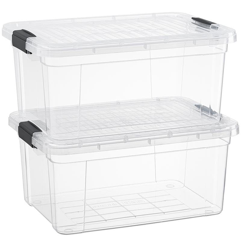 Superio Upgraded 2 Quart Clear Storage Bin Stackable Lightweight Container