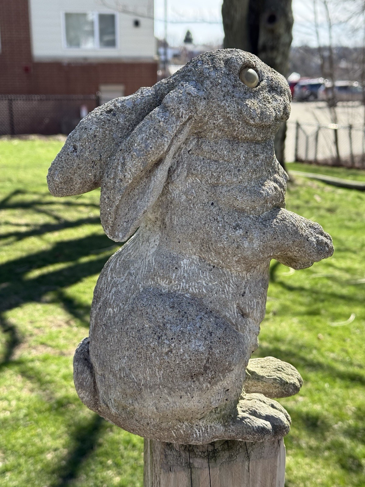 Vintage English Hare concrete bunny rabbit garden statue art