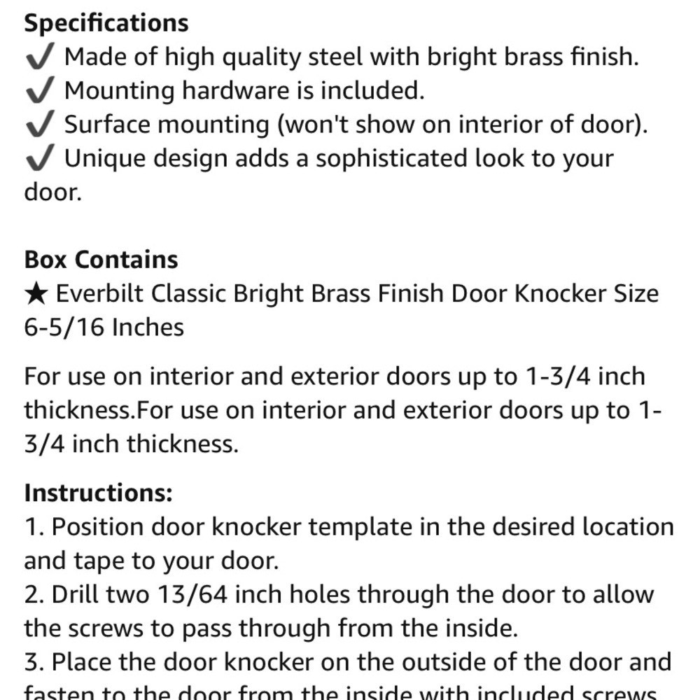 Everbilt Door Knocker NEW IN PACKAGE