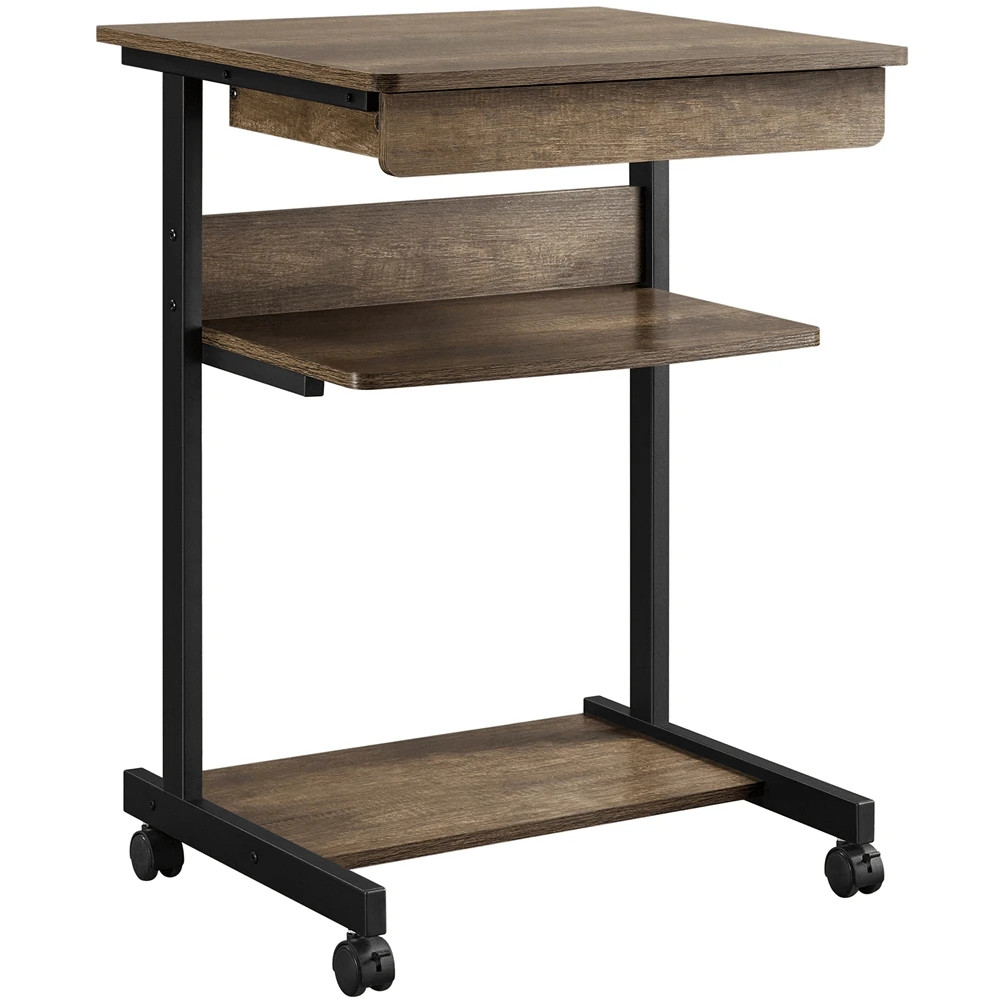 1PC Modern Portable Rolling Computer Desk Table With Drawer For Work Study