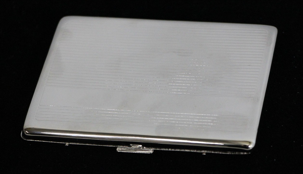 Silver - Stainless Steel - Striped - Cigarette Case