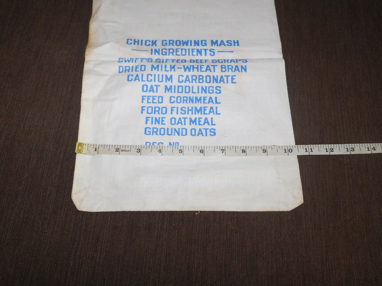 VINTAGE 16" X 10" THRIVO CHICK MASH BRACKMAN-KER MILLING CO FEED CLOTH SACK