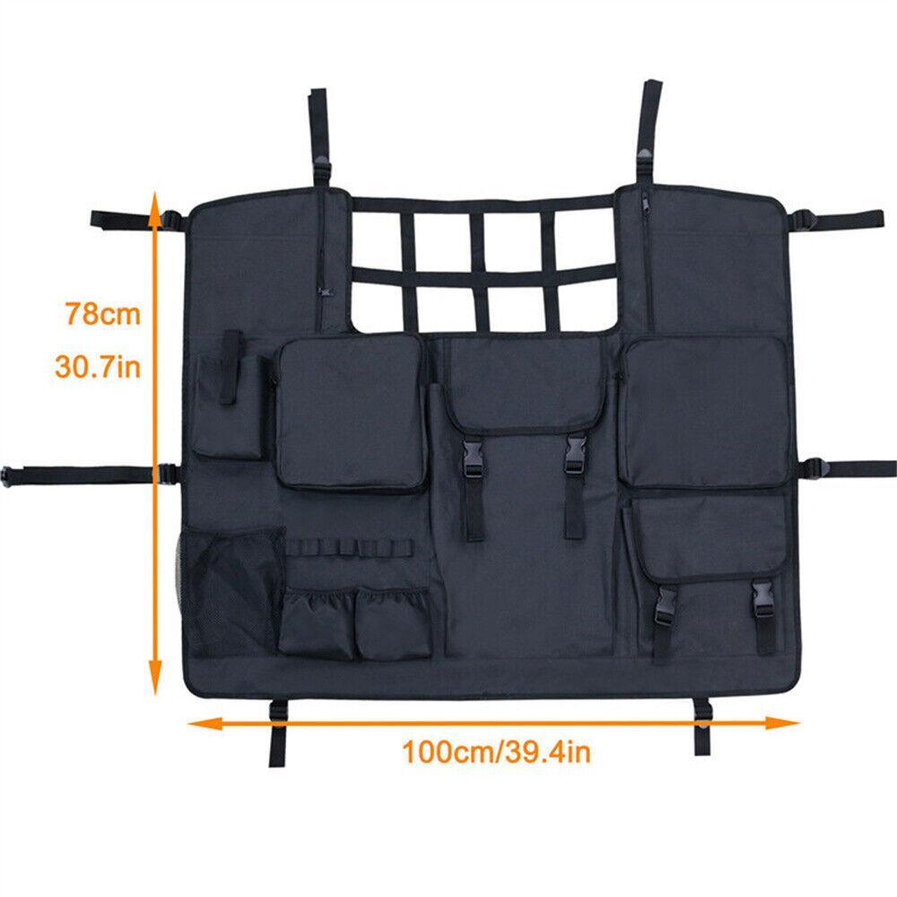 1pcs Black Car Trunk Pet Isolation Mesh Multi Pocket Tail Box Tool Storage Bag