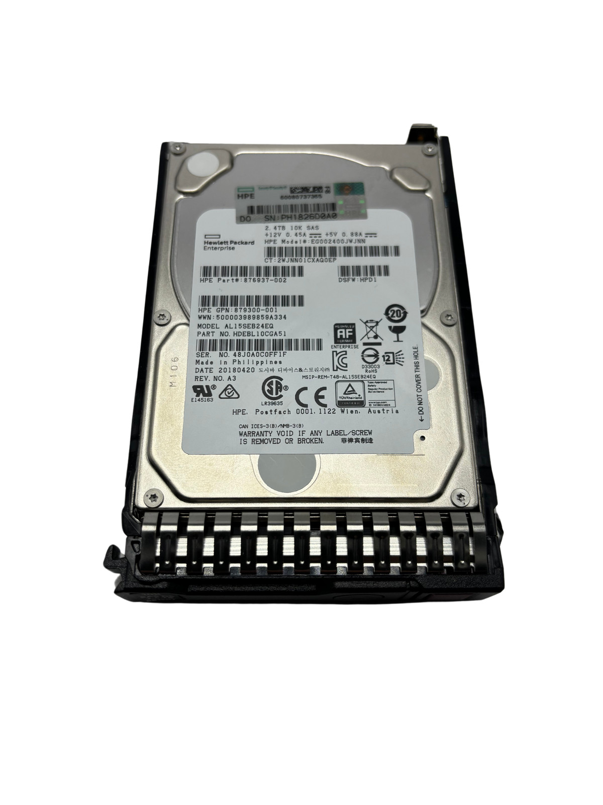 HPe 881507-001 HPe 2.4TB 12G 10K 2.5" SAS Hard Drive 881457-B21 876939-002