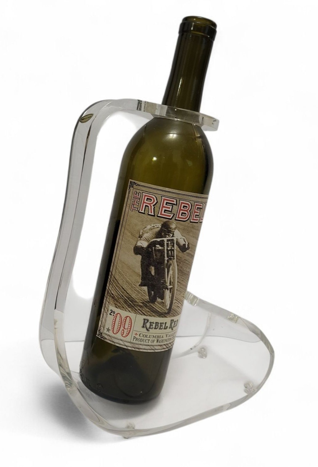 Lucite Wine Bottle Holder Stand 1970s Clear Acrylic Mid Century Modern Barware