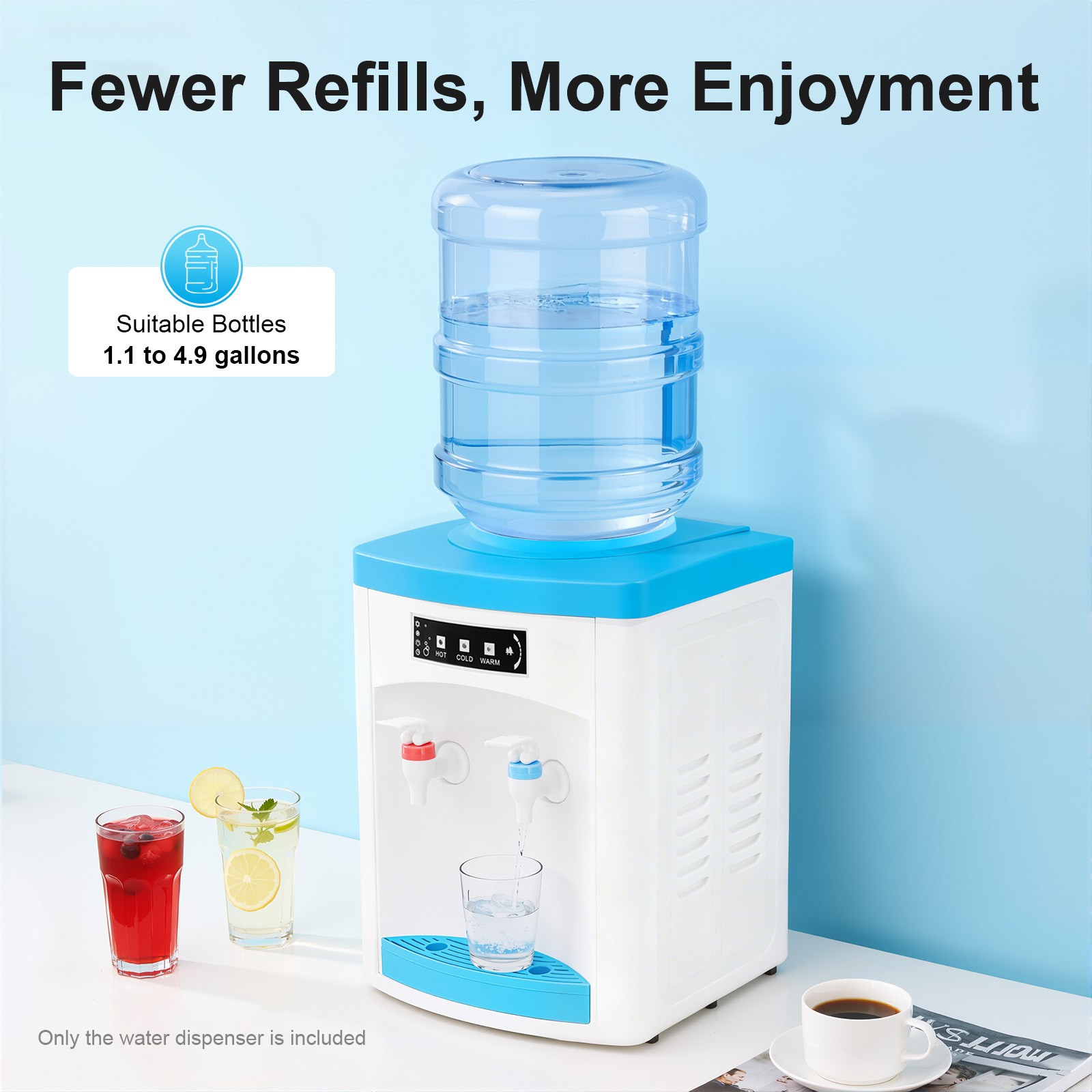5 Gallon Hot Cold Water Dispenser Countertop Water Cooler Dispenser TOP Loading