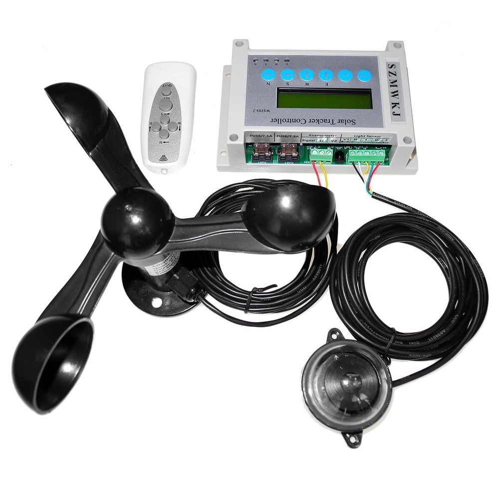 Solar Tracking Dual Axis Tracker LCD Electronic Controller W/ Wind Speed Sensor