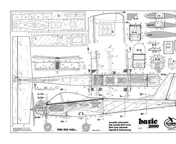 Basic 2000 RC Sport 58" WS RC Model Airplane Plans Templates PDF on USB