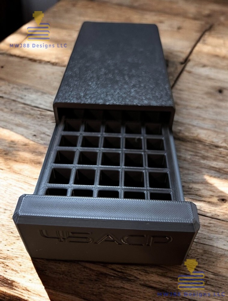 Sliding .45 ACP Ammo Storage Box Case - 50rd Round - Multiple Colors Available!