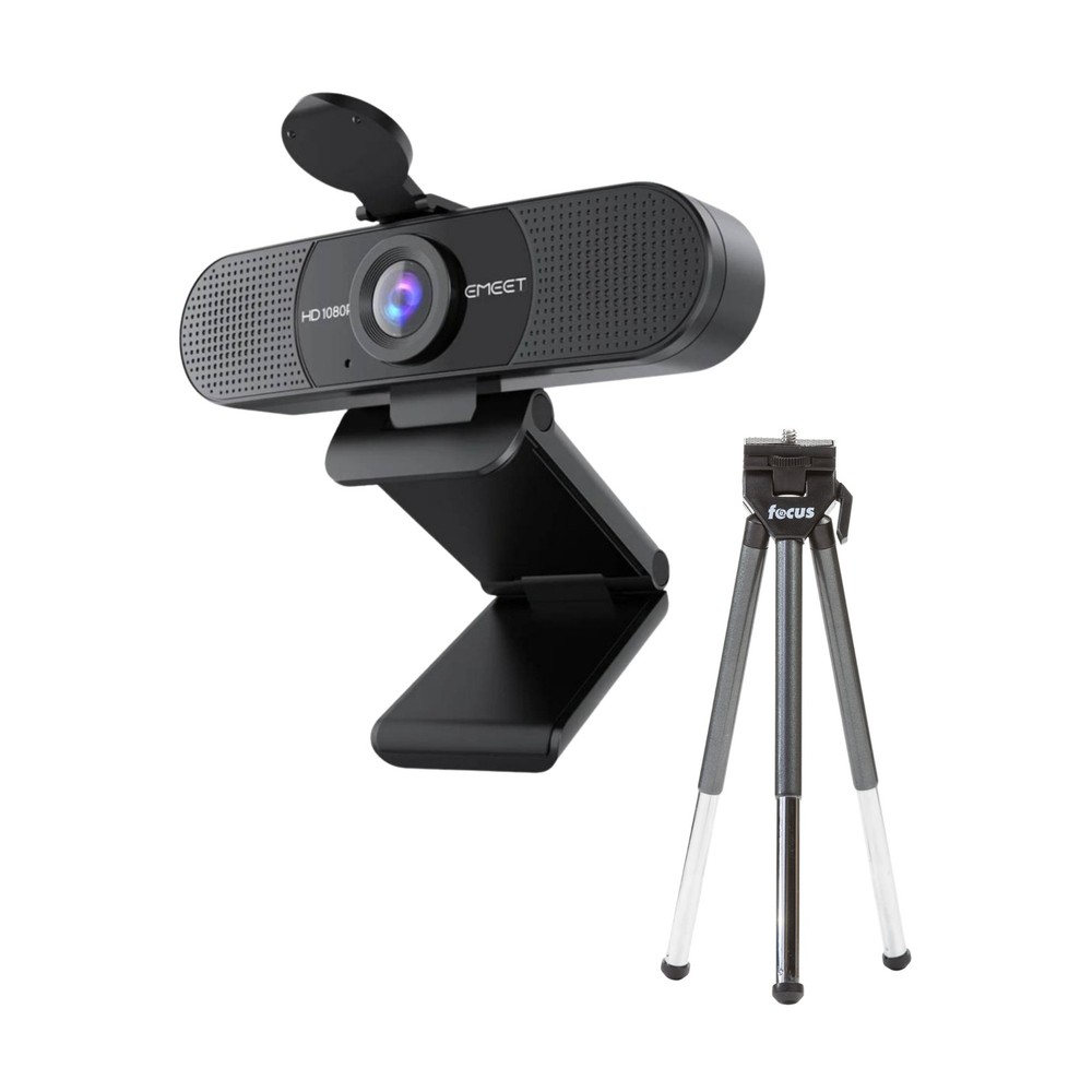 EMEET SmartCam C960 1080P Webcam with Table Tripod Bundle (Black)