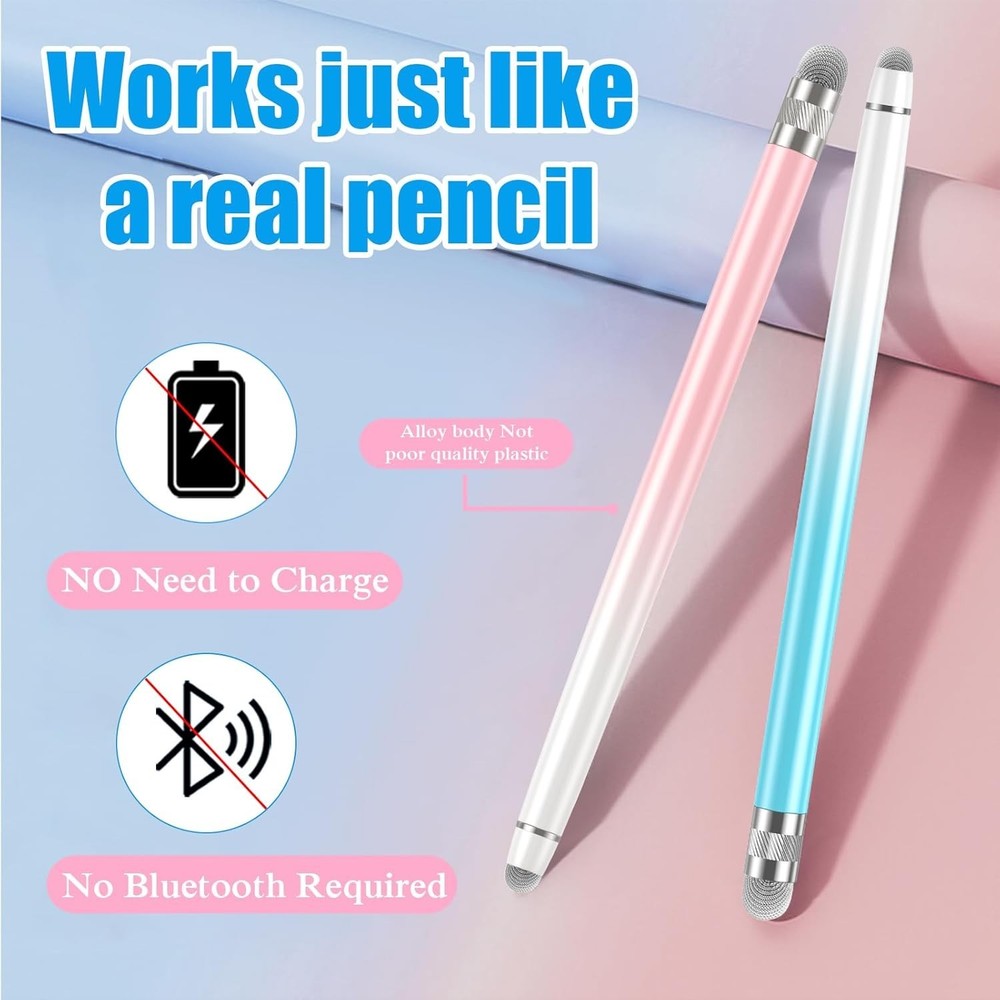 Versatile 2-Pack Stylus Pens for iPhone, iPad & Android - Scratch-Free Design