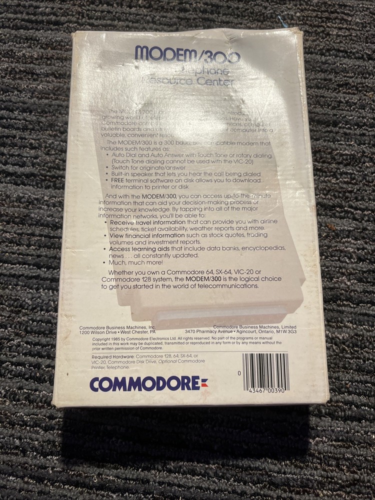 Vintage Commodore Computer 300 Modem (2) With Box and instructions Untested