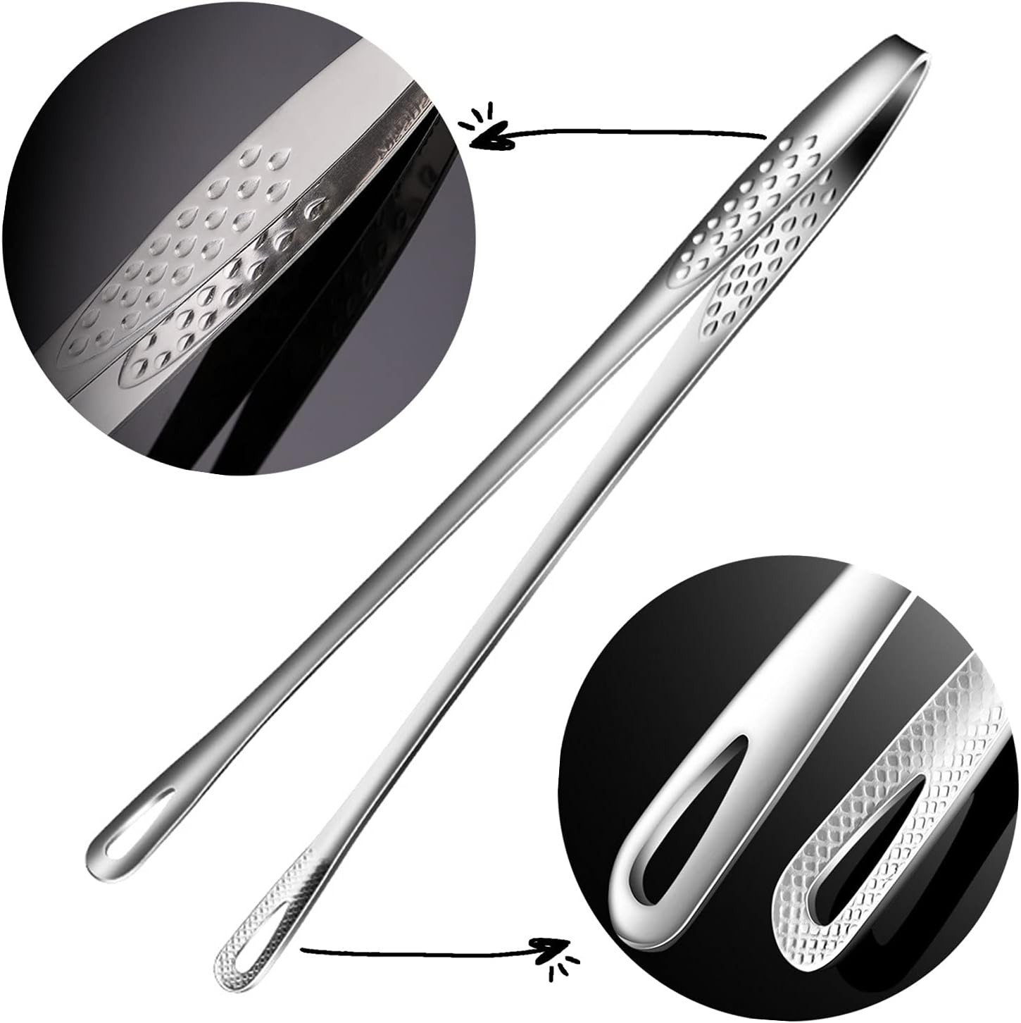 2× Stainless Steel Grill Tongs Cooking BBQ Steak Clamp Pastry Kitchen Tweezers