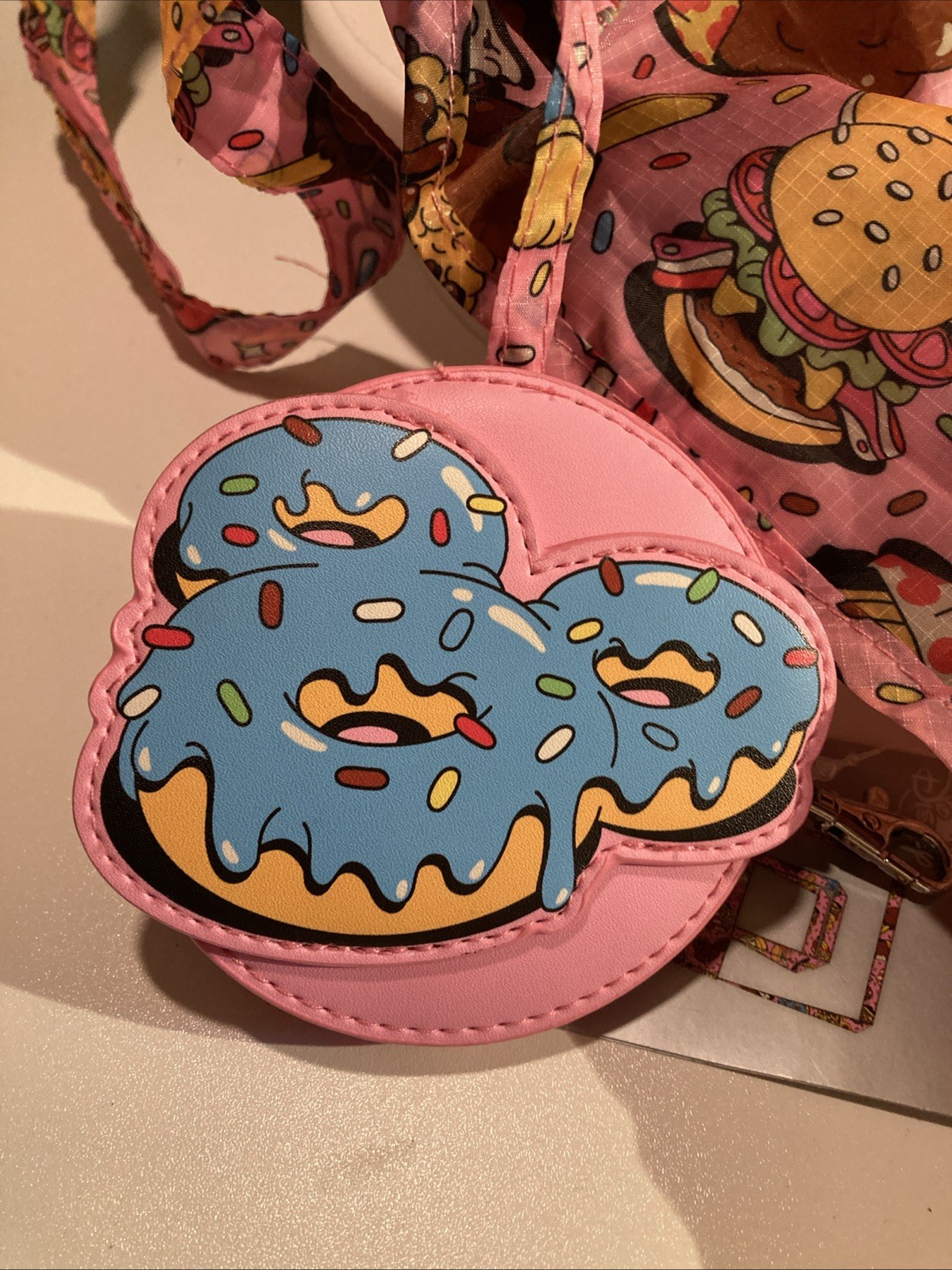 Disney Parks Packable Tote & Holder 2025 Mickey Mouse Snacks Donuts Delights NWT