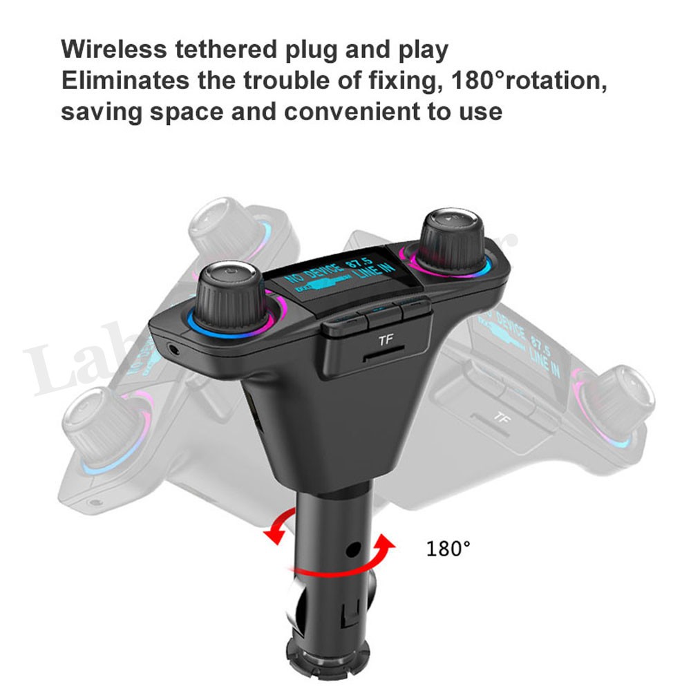 Bluetooth Car FM Transmitter Wireless Radio Adapter MP3 Player Handsfree 2 USB