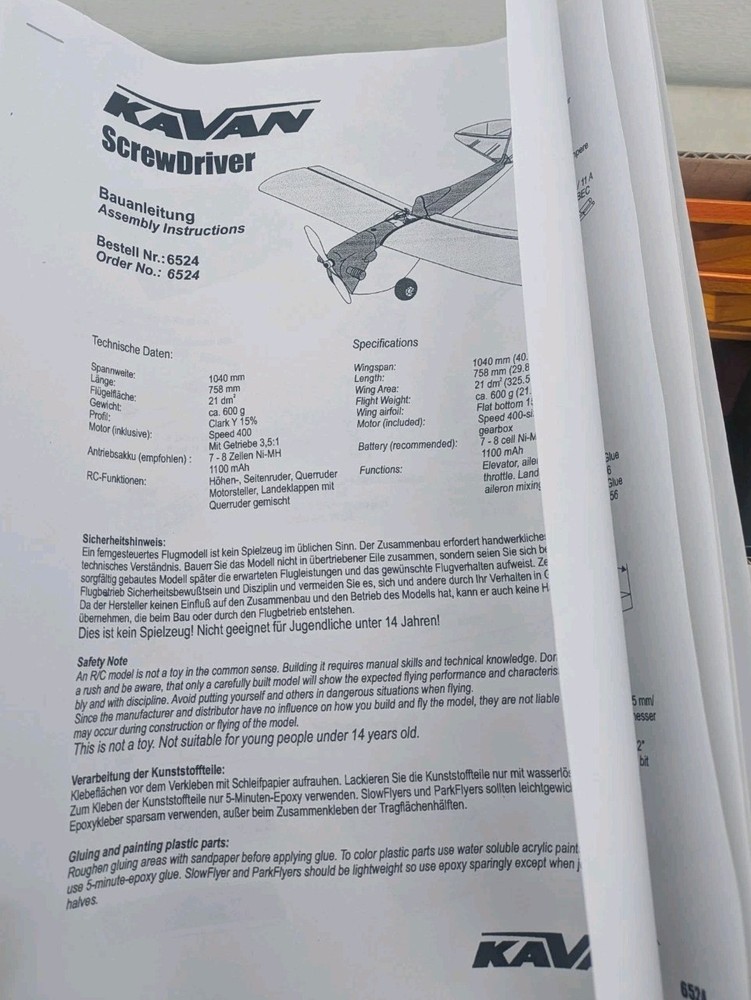 Kavan Screwdriver Elektro Arf Airplane