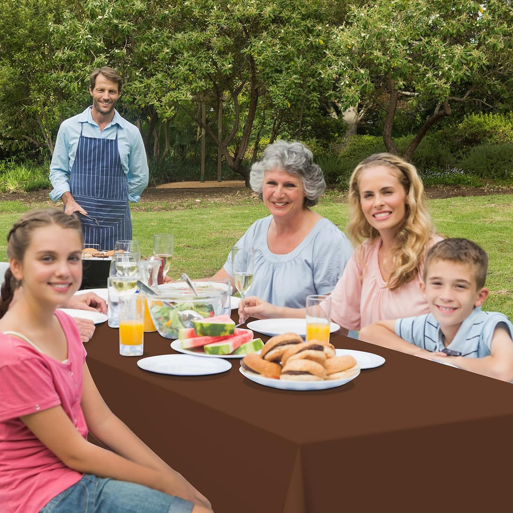 3Pcs Brown Plastic Tablecloths for Rectangle Tables,Disposable Chocolate Table C