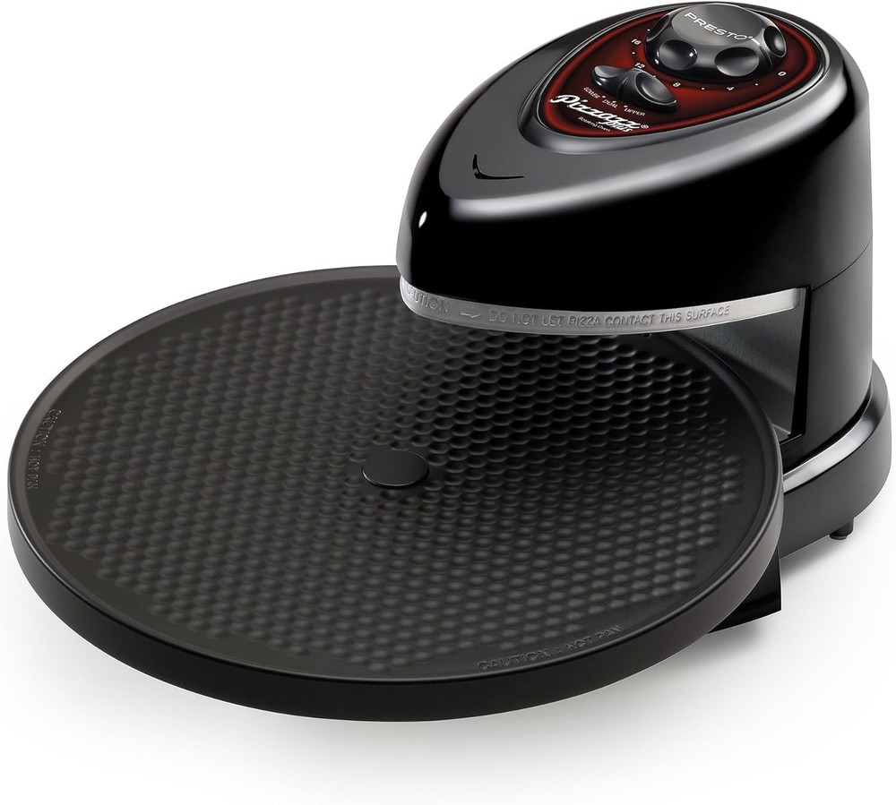 Compact 12-Inch Pizzazz Plus Rotating Oven in Black - Timer & Safety Features