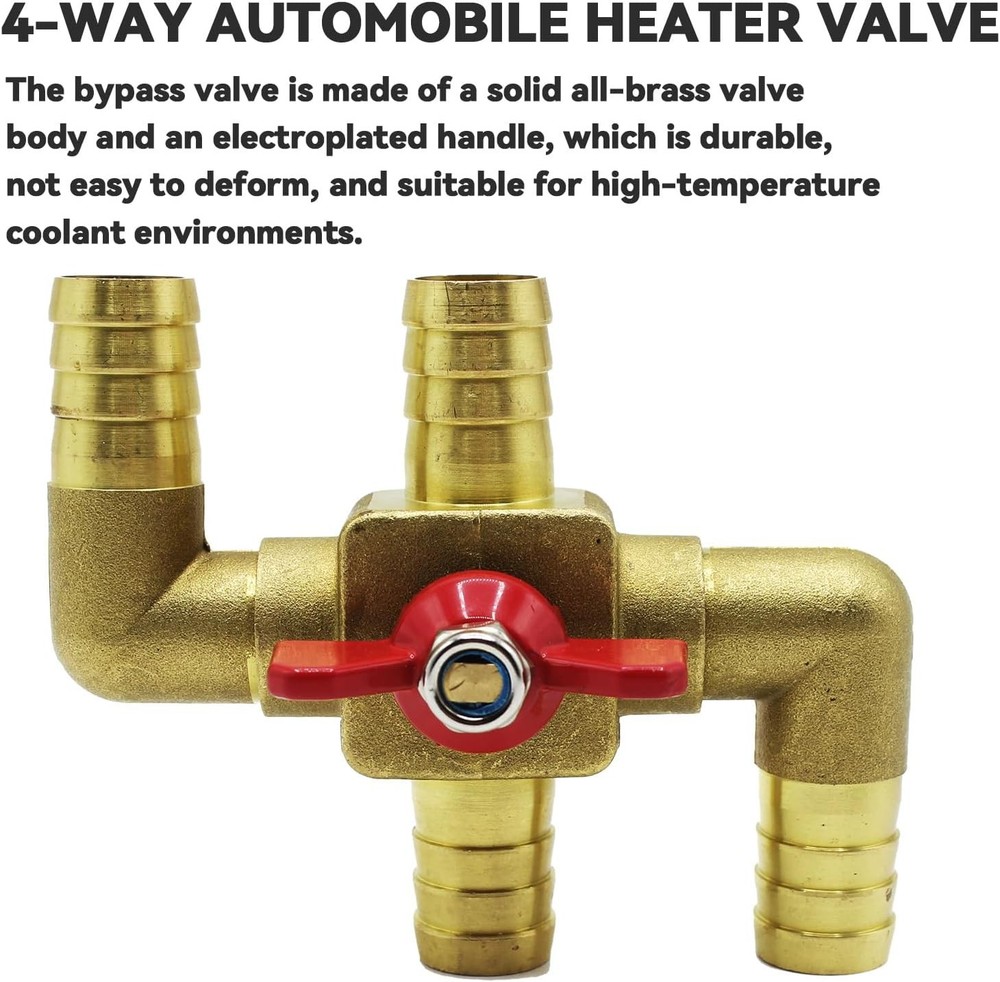 Heater Core Bypass 4-way Solid Brass Automobile Integrated Manual Control