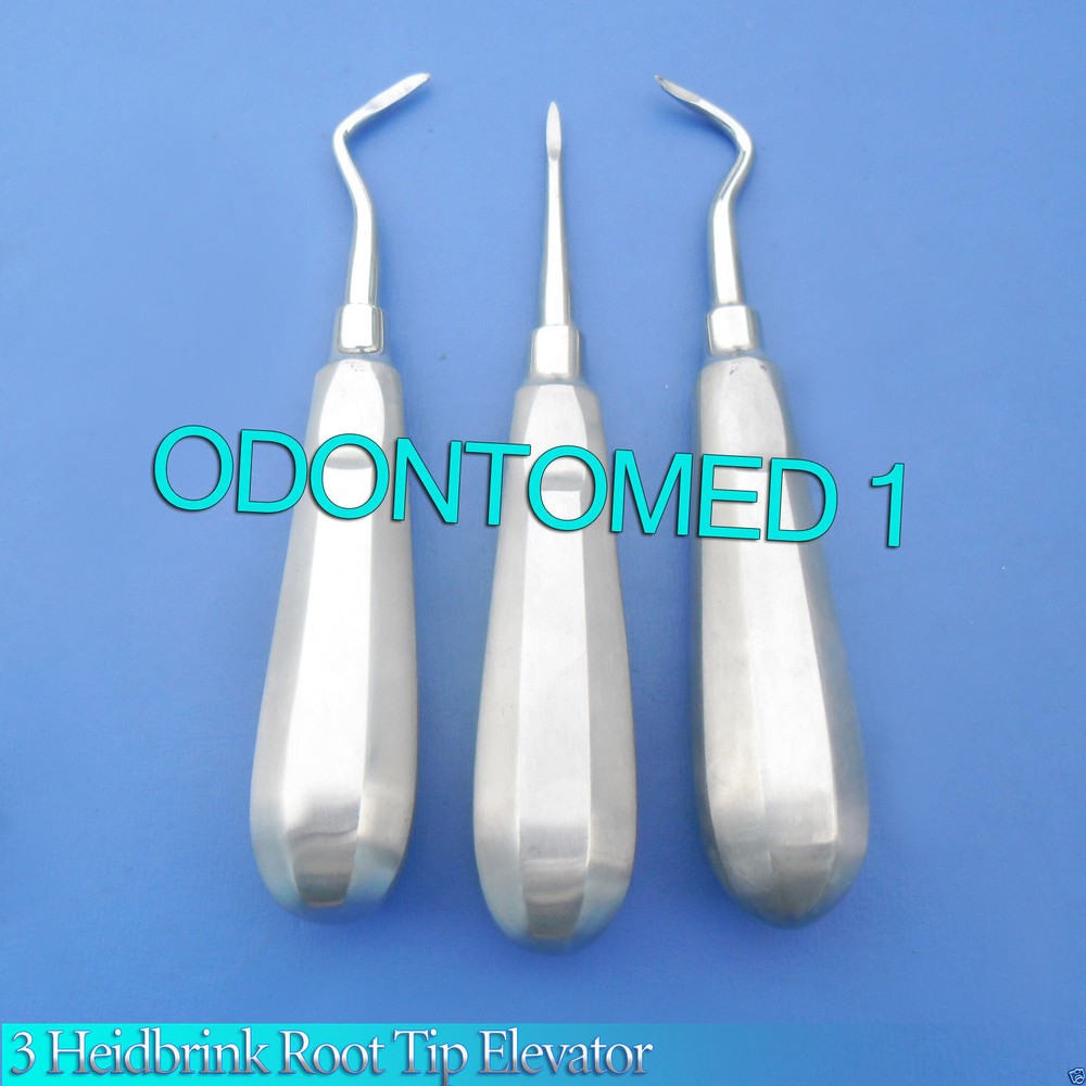 SET 3 DENTAL HEIDBRINK ROOT TIP PICKS ELEVATORS RIGHT LEFT STRAIGHT INSTRUMENTS