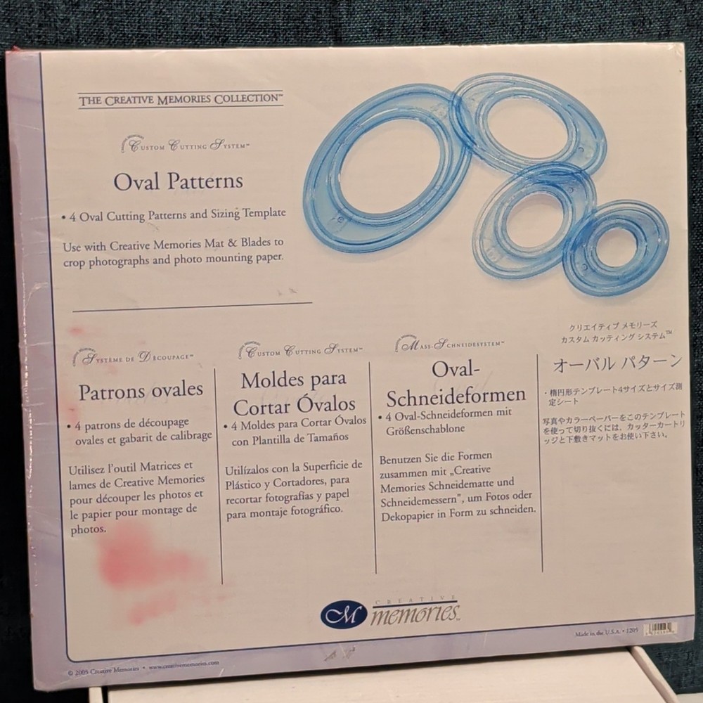 Creative Memories Custom Cutting System 4 Oval Patterns A33 Template Set SEALED