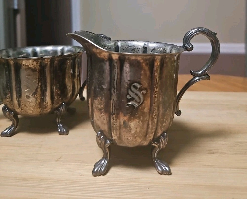 Vintage Silver Plated Creamer & Sugar Dish. Please See Markings.