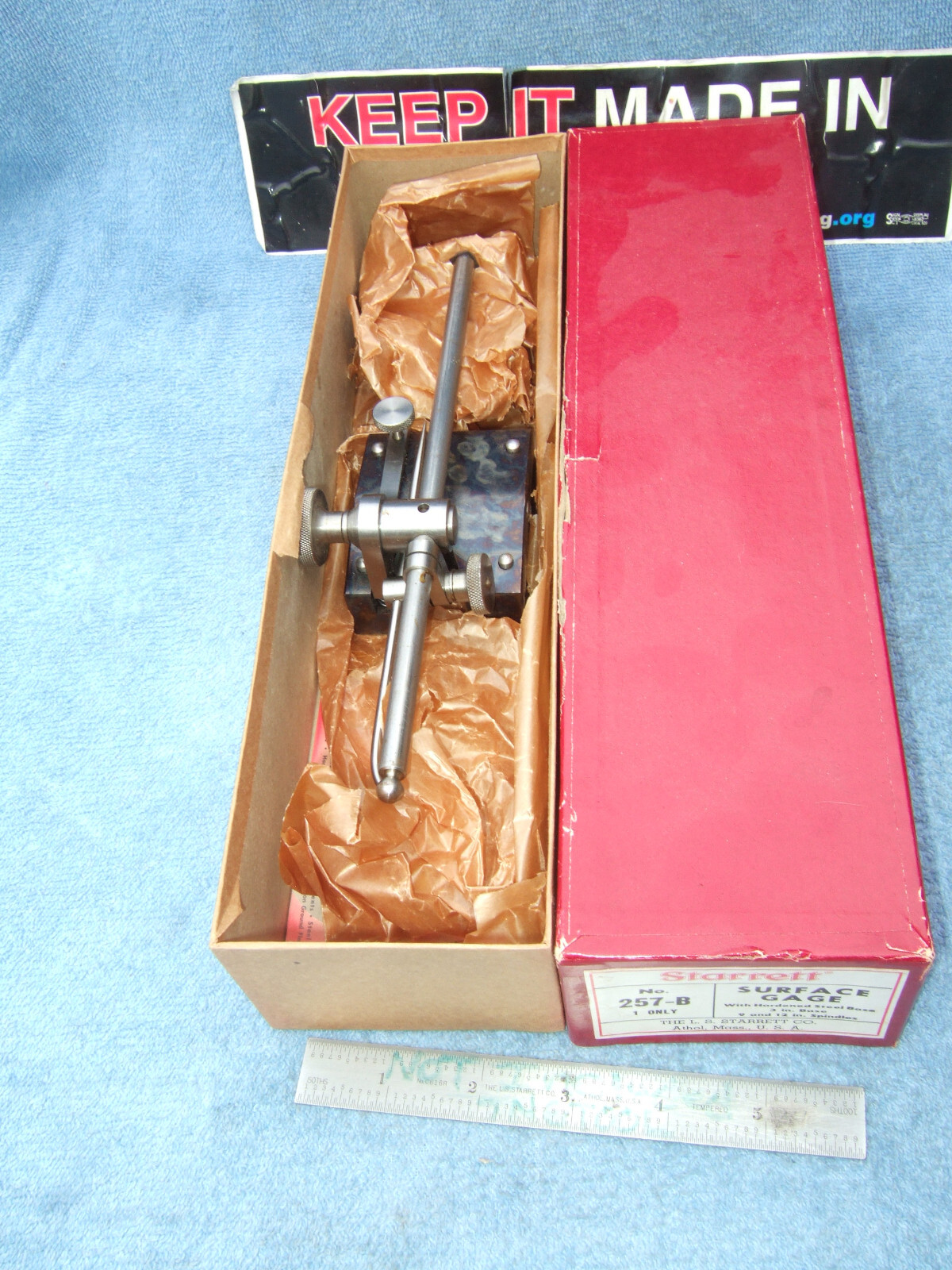 STARRETT SURFACE GAGE 257b OLD VINTAGE PRECISION INSPECTION TOOL GRINDER MILL #A