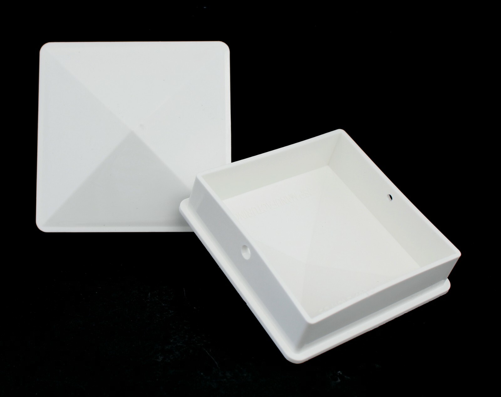 Plastic Pyramid 4x4 True (100mm) Fence Post Cap w/ Pre-Drilled Hole Black/ White