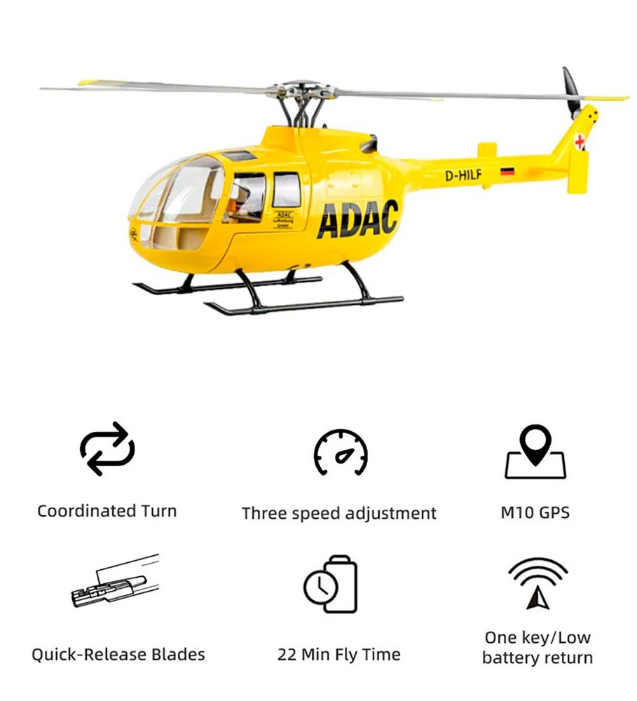 Fly Wing V4 BO-105 RC Helicopter 10CH GPS ACE Flight Controller Lights US Plug