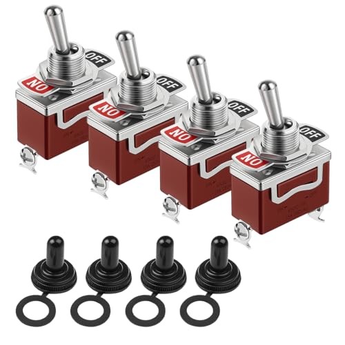 4 Pack Toggle Switch, 2 Pin 2 Position Waterproof SPST 20A 250V On/Off Toggle