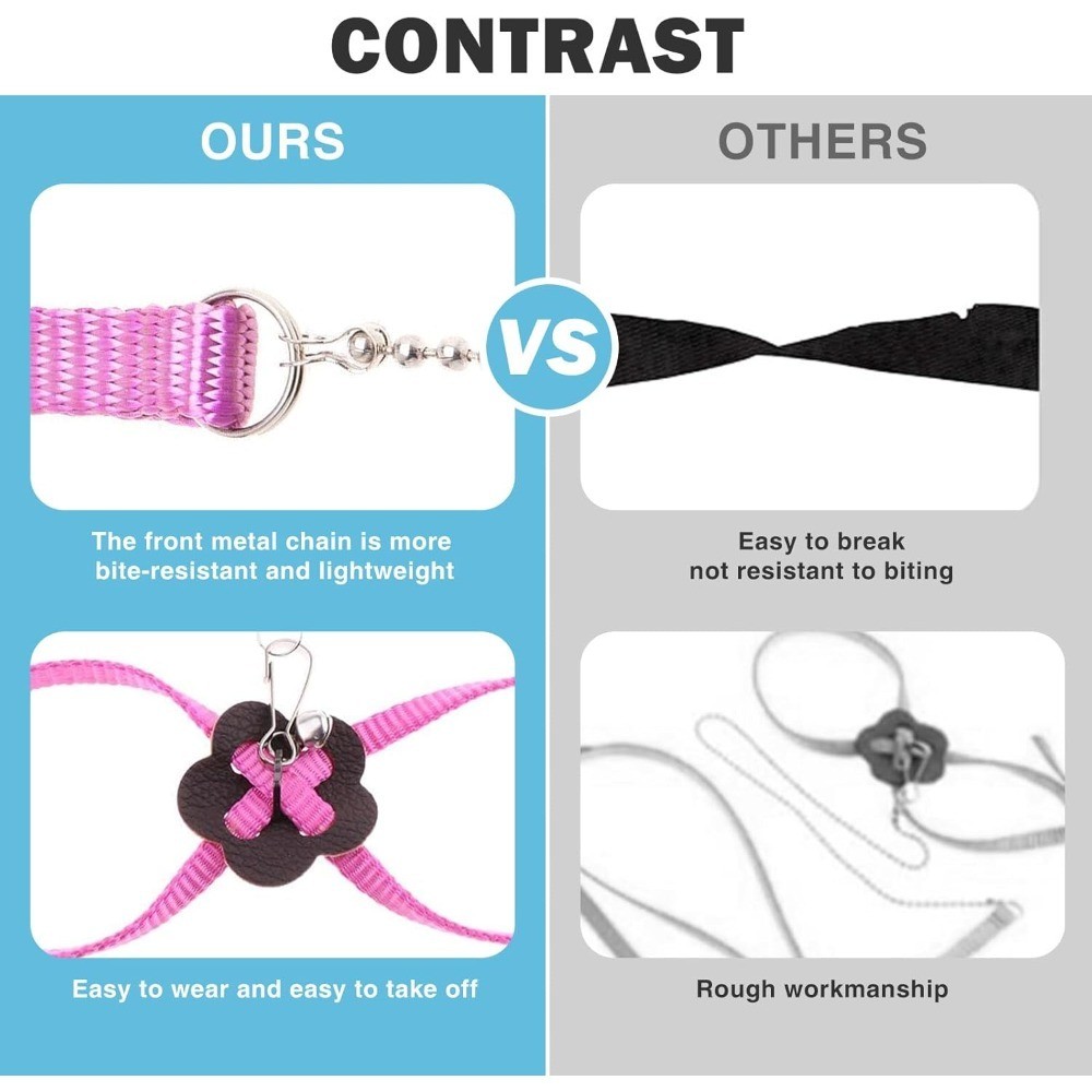 Adjustable Hamster Leash Harness for Ferret Rabbit Rat Mouse Small Pet Walking