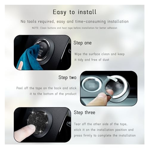 Bling Car Push Start Button Cover, Anti Scratch Ignition Protective Cap, Black